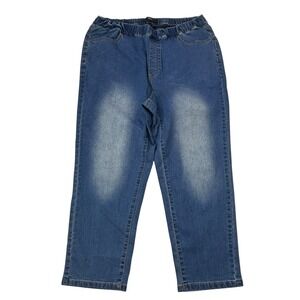 Ellos Women's Blue Denim Pull On Comfort Waist‎ Jeans Size 18 Stretch Pants NWOT